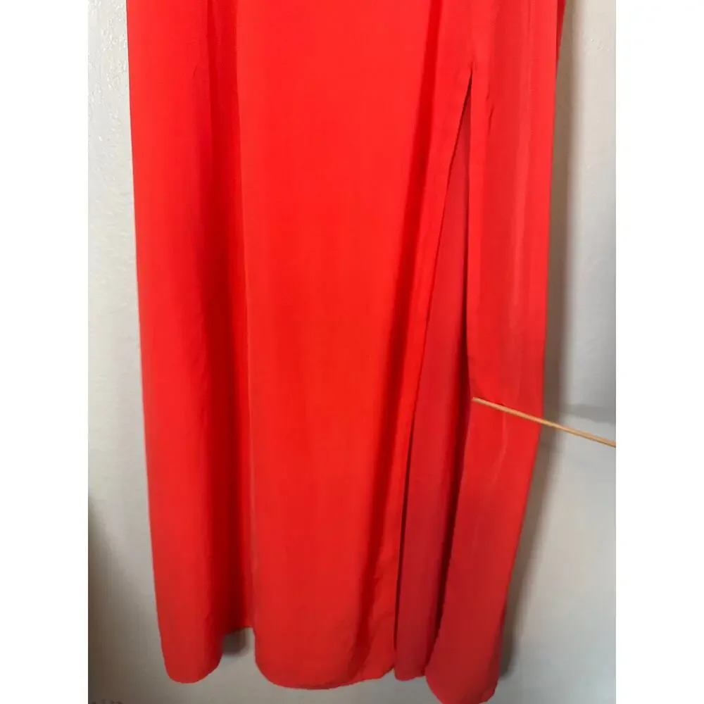 Abercrombie & Fitch Off Shoulder Maxi Dress Slit Camille Womens Small Red Orange